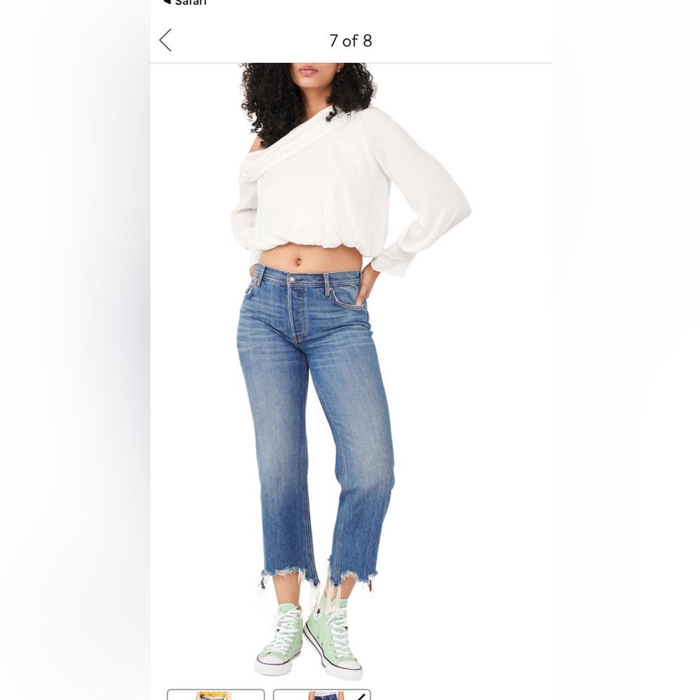 Free People We The Free Ripped Crop Straight Leg Jeans